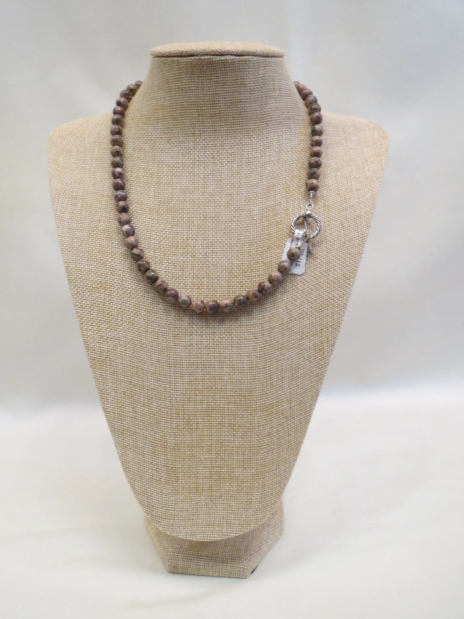 ADO | Stone Taupe & Green Beaded Necklace