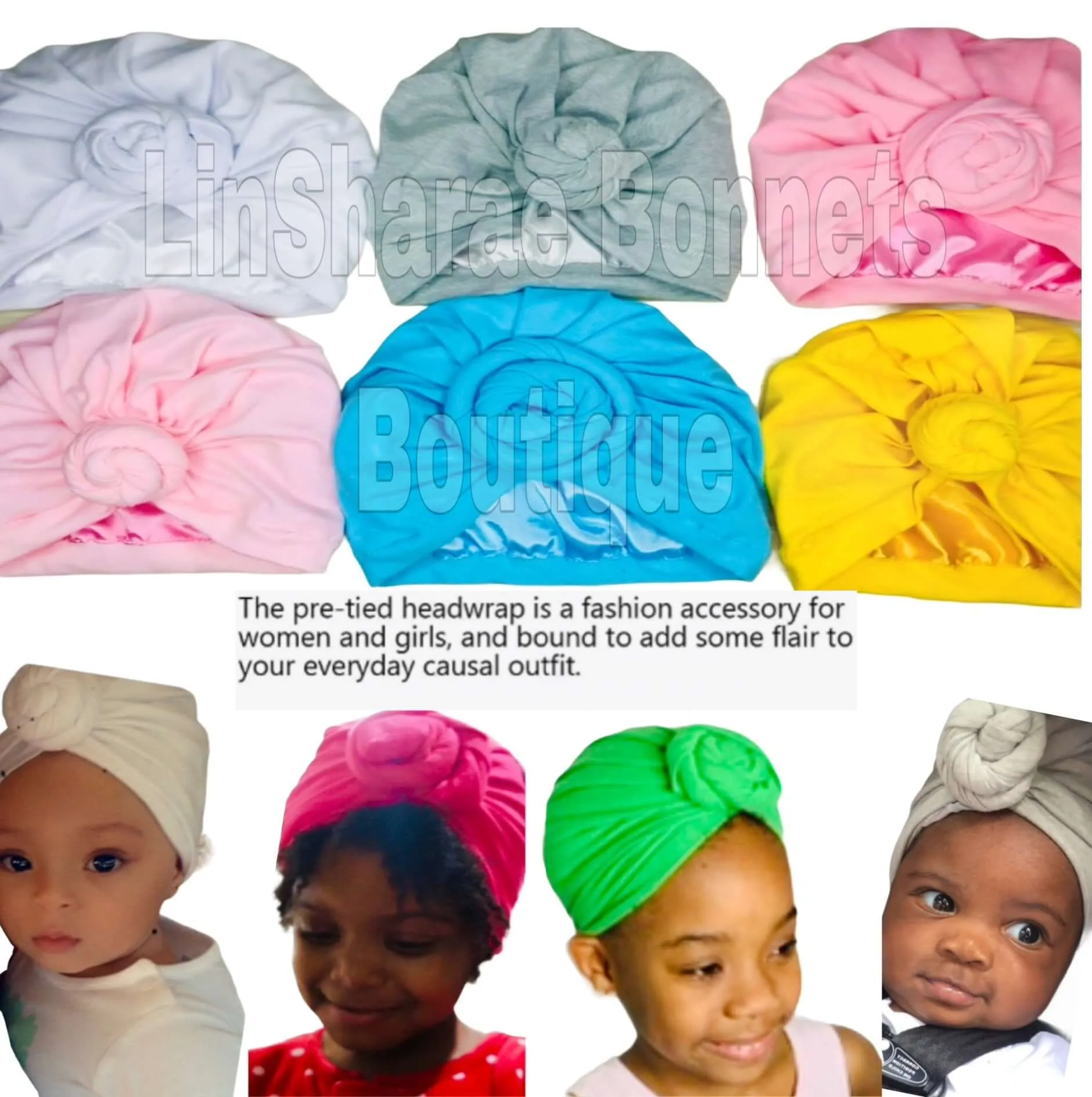 Baby Turban | Toddler Turban | Adult Turban | Satin Lined Turban | Turban With Satin | Day Hat With Turban | Satin Baby Bonnet | Baby Bonnet