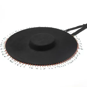 Bohemian Style Beaded Fringe Wool Felt Hat - Black