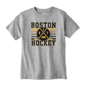 Boston Hockey Crossed Sticks Youth T-Shirt