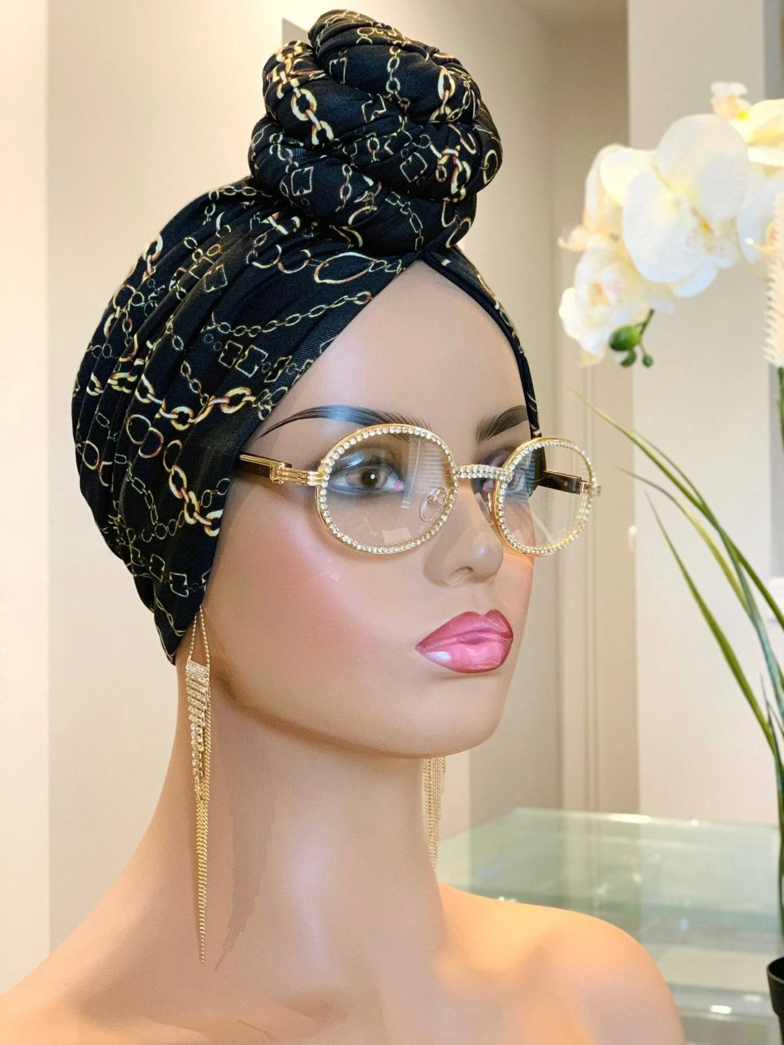 Chain Design Pretied Head Wraps