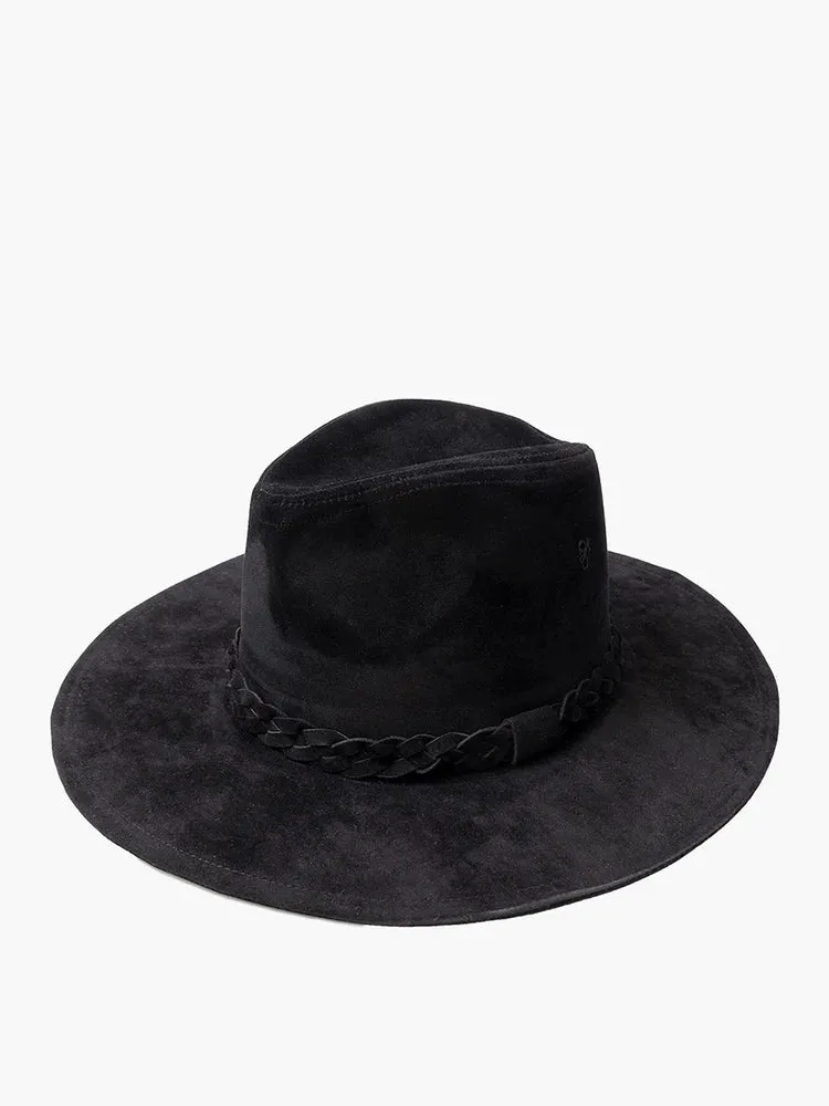 Clover Faux Suede Fedora- BLACK