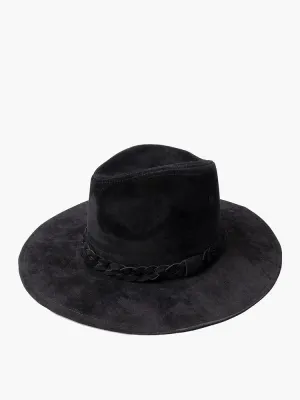 Clover Faux Suede Fedora- BLACK