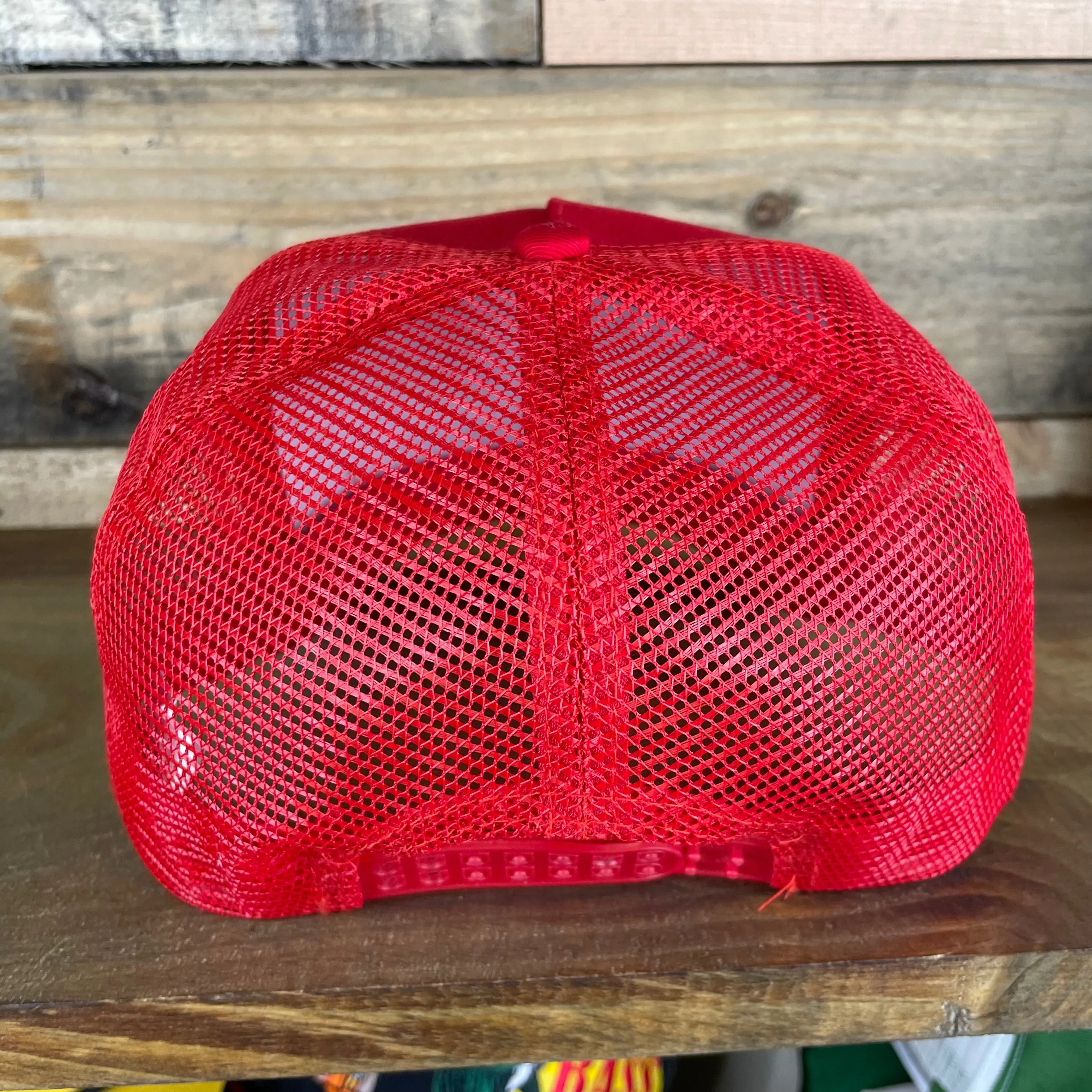 Custom Oklahoma Sooners Vintage Patch Red Mesh Trucker Snapback Cap Hat