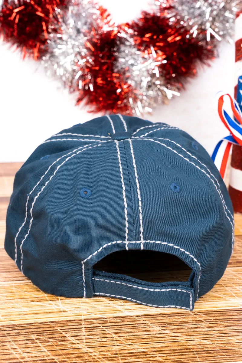 Distressed Blue 'Faith Family Freedom' Flag Heart Cap