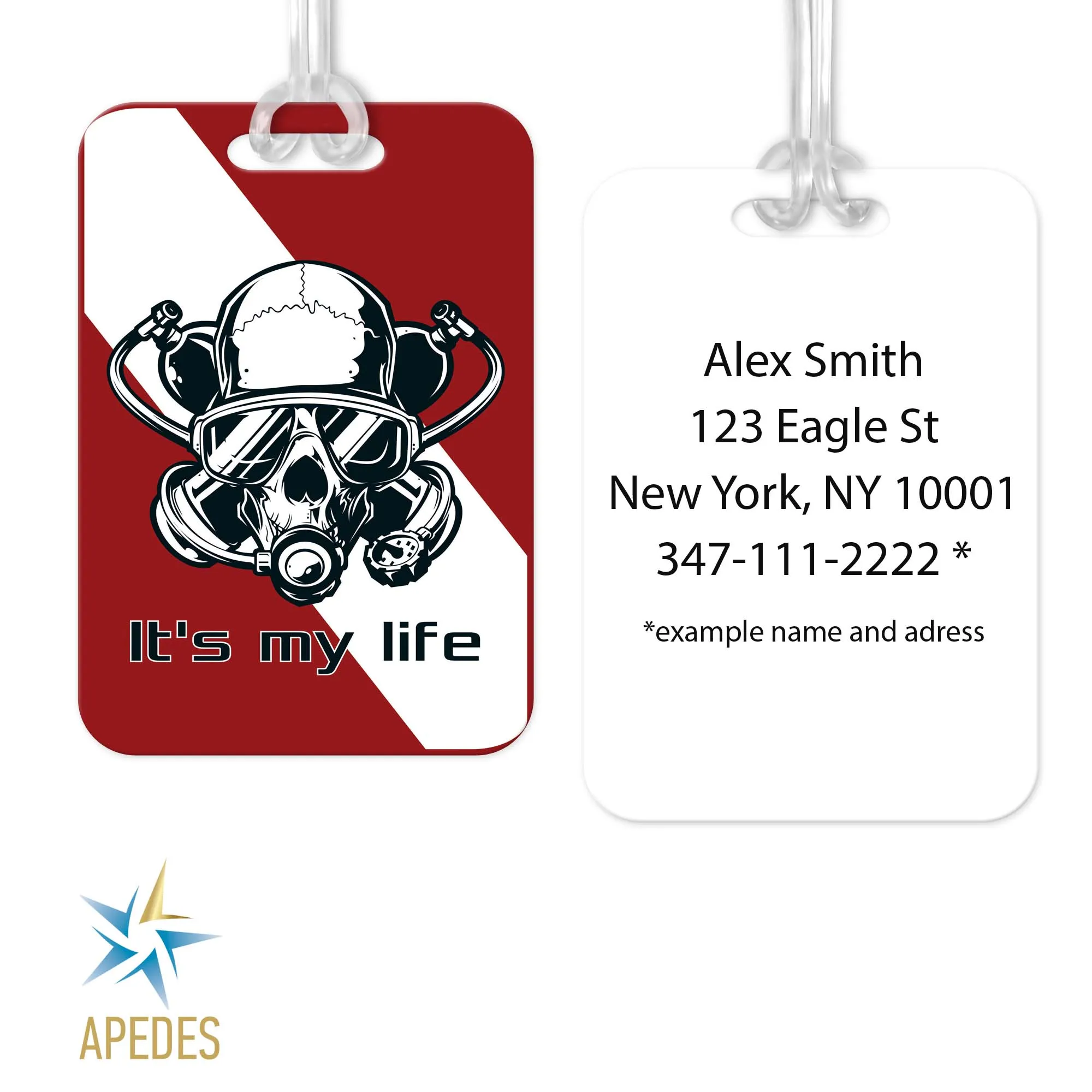 Diver Skull Rectangle Luggage Tag