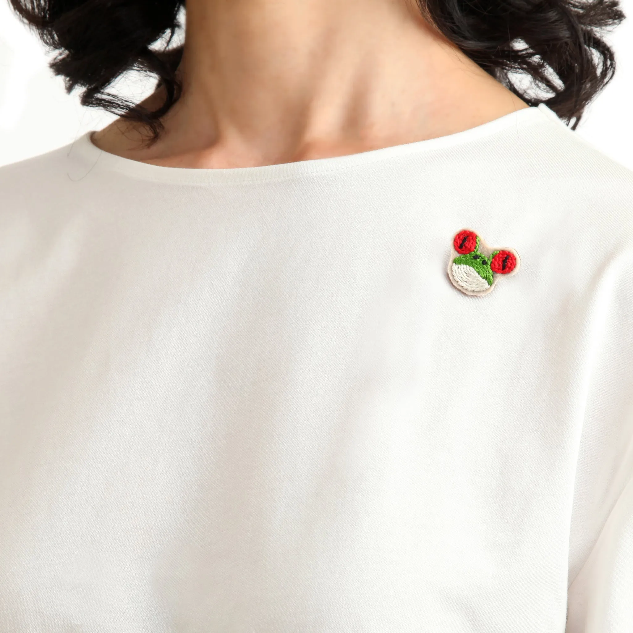 Embroidered Frog Brooch