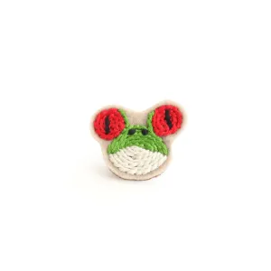 Embroidered Frog Brooch
