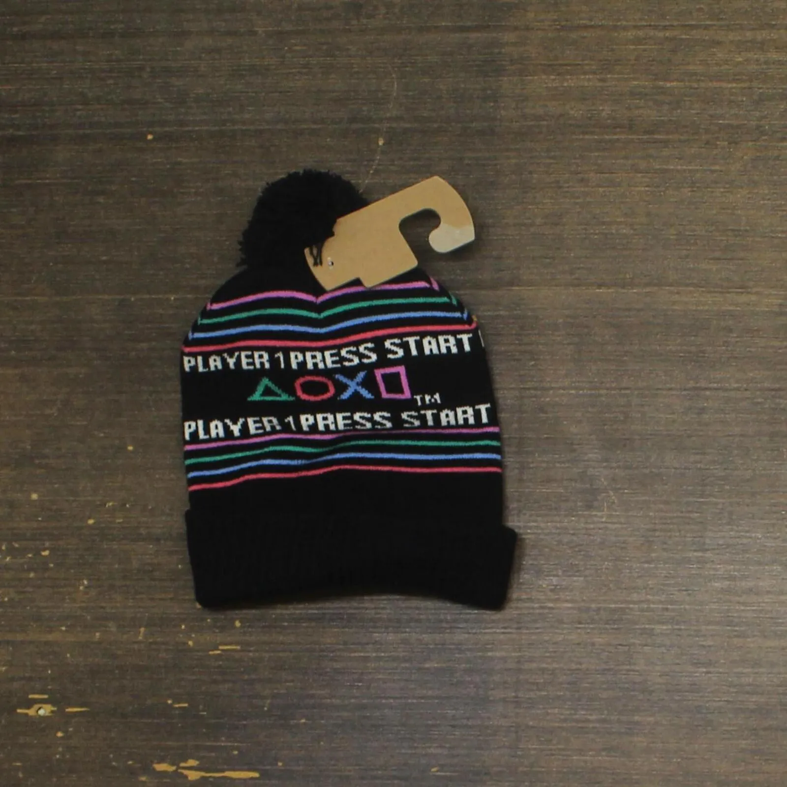 Fashion UK Womens Playstation Emblem :Pom Beanie 167902068a07e8 Black S/M