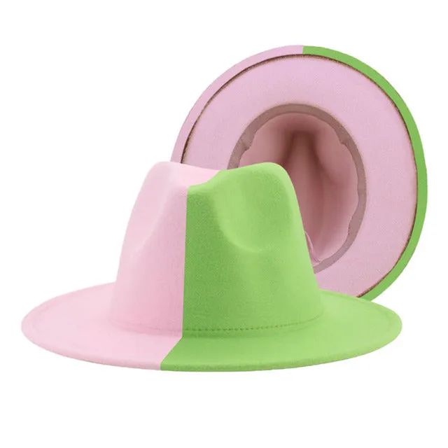 Fedora Hat Women Winter Felted Hats for Men Gradient Color Bowler Hat Wide Brim Design Luxury Casual Men Fedoras Chapeau Femme