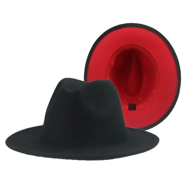 Fedora Hat Women Winter Felted Hats for Men Gradient Color Bowler Hat Wide Brim Design Luxury Casual Men Fedoras Chapeau Femme