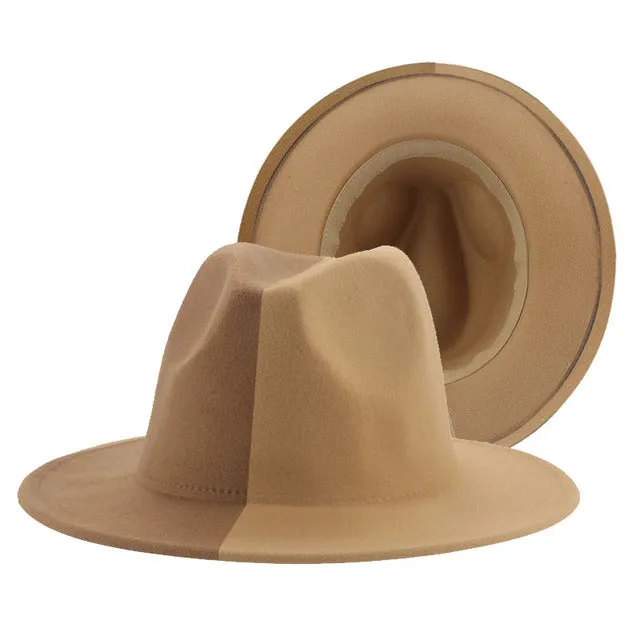Fedora Hat Women Winter Felted Hats for Men Gradient Color Bowler Hat Wide Brim Design Luxury Casual Men Fedoras Chapeau Femme