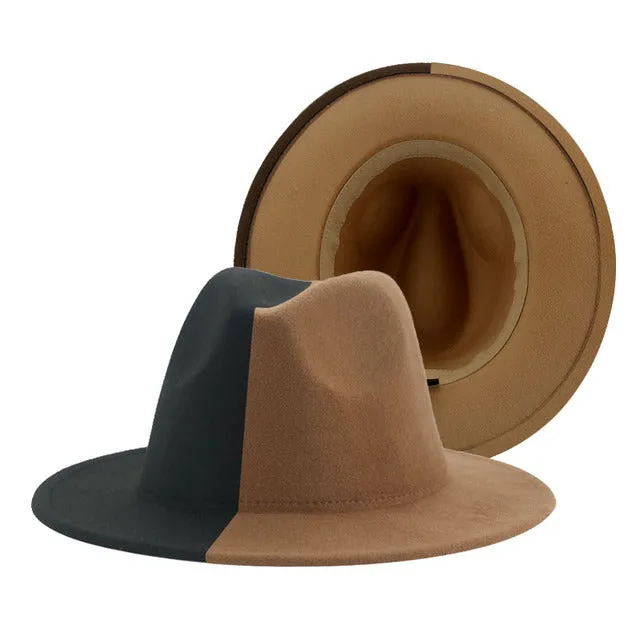 Fedora Hat Women Winter Felted Hats for Men Gradient Color Bowler Hat Wide Brim Design Luxury Casual Men Fedoras Chapeau Femme