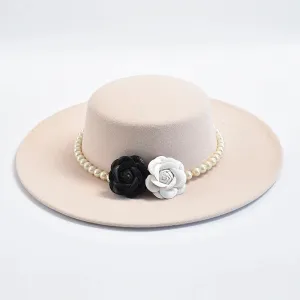 French Style Fedora Hat 10CM Wide Brim Flat Top Felt Hat