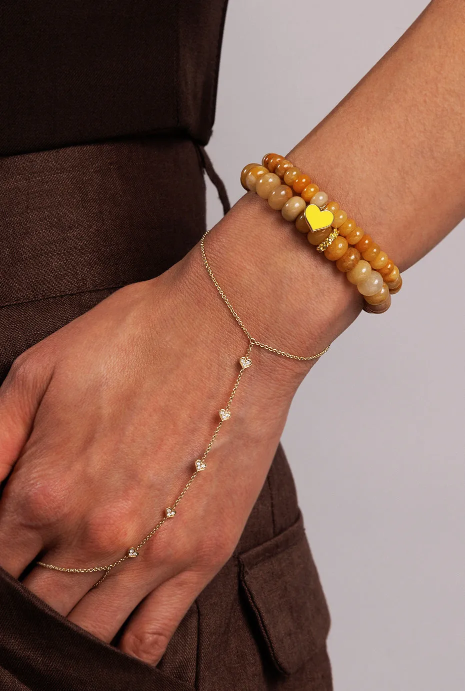 Gold & Sapphire Rondelle on Honey Jade