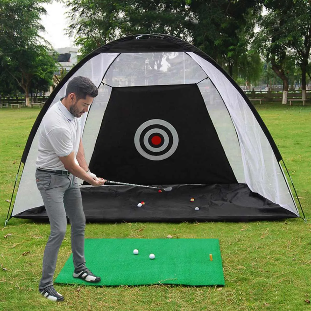 Golf Practice Net Tent Golf Hitting Cage Garden Grassland Practice Tent Golf Training Equipment Mesh Outdoor - US ONLY
