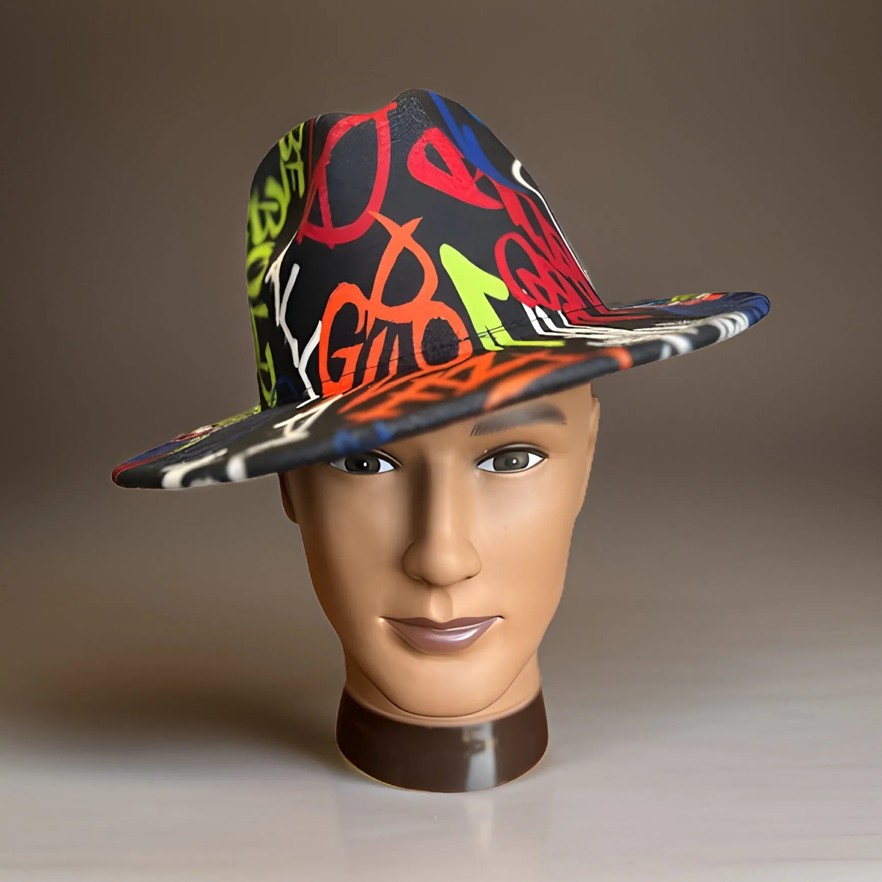 Graffiti Wide Brim Felt Fedora Panama Hat