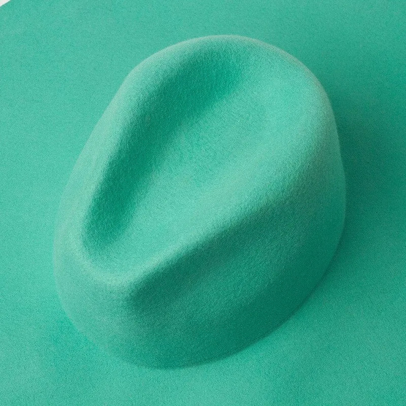Green Woolen Jazz Top Hat Catwalk Style Felt Hat