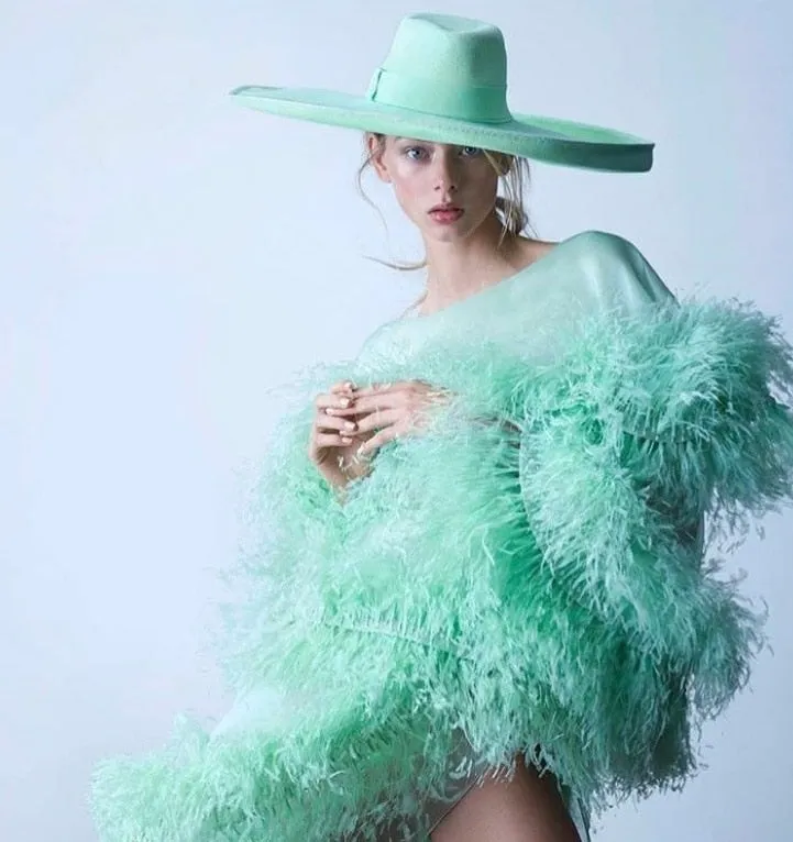Green Woolen Jazz Top Hat Catwalk Style Felt Hat