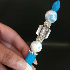 Harper - Pearl, Crystal & Teal Jeweled Ink Pen