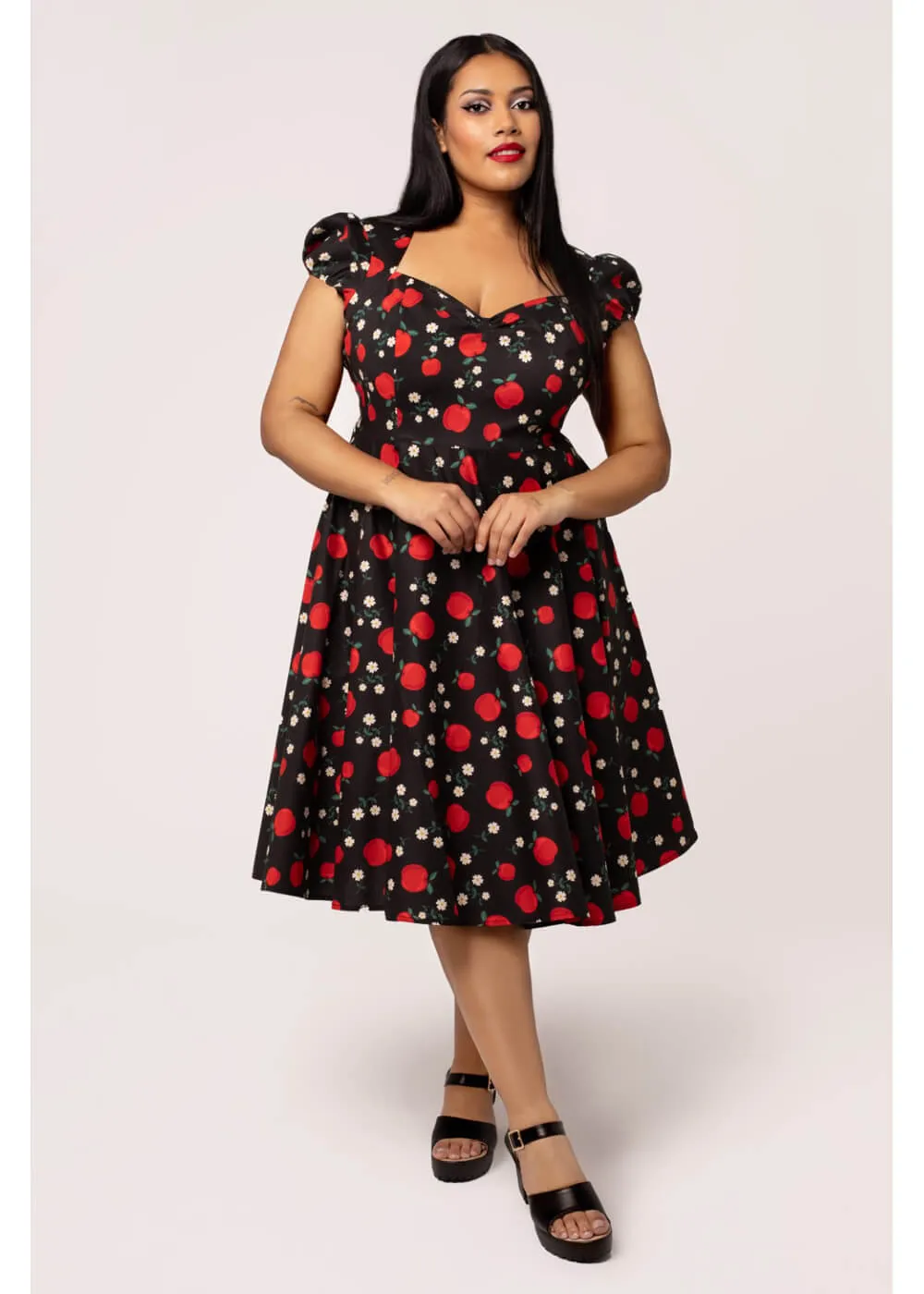Hell Bunny Apple Pie 40's Swing Dress Black
