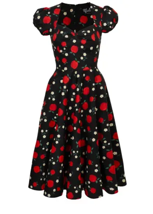 Hell Bunny Apple Pie 40's Swing Dress Black