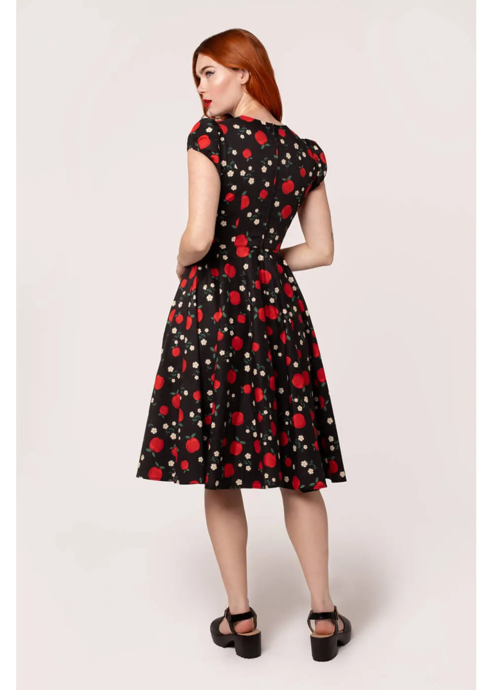 Hell Bunny Apple Pie 40's Swing Dress Black