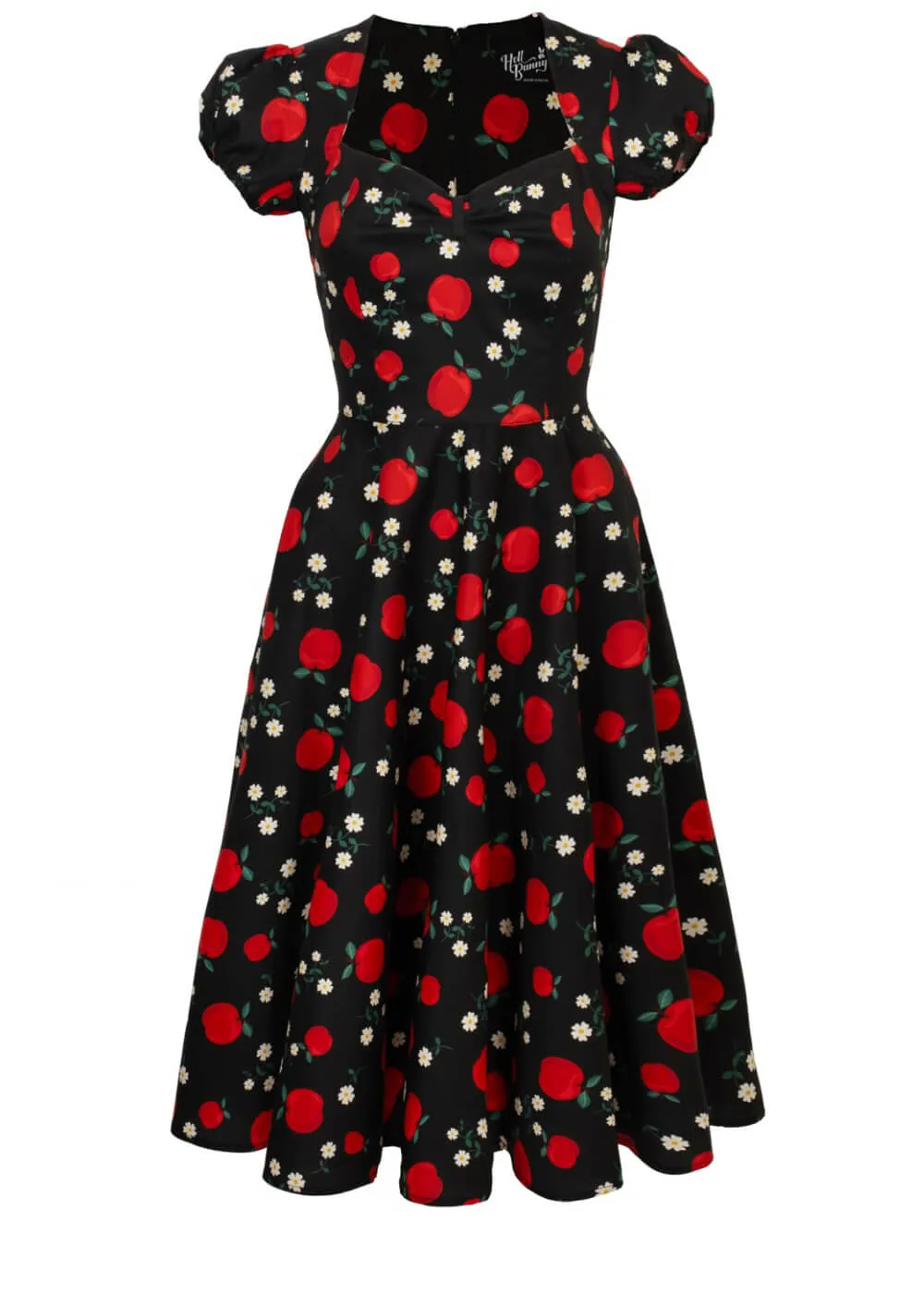 Hell Bunny Apple Pie 40's Swing Dress Black