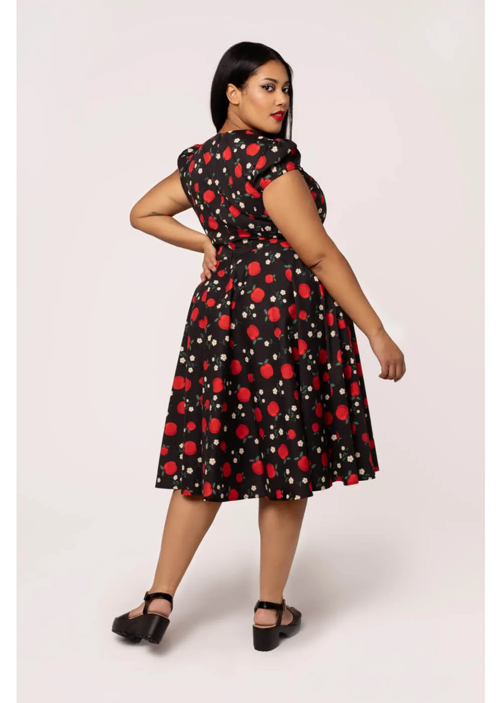 Hell Bunny Apple Pie 40's Swing Dress Black