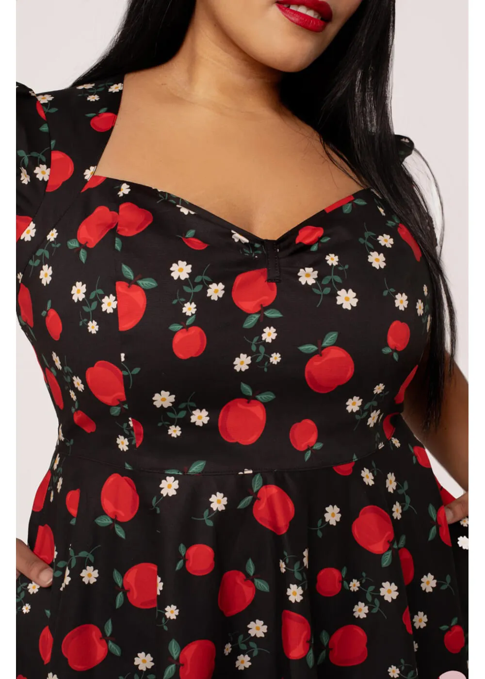 Hell Bunny Apple Pie 40's Swing Dress Black