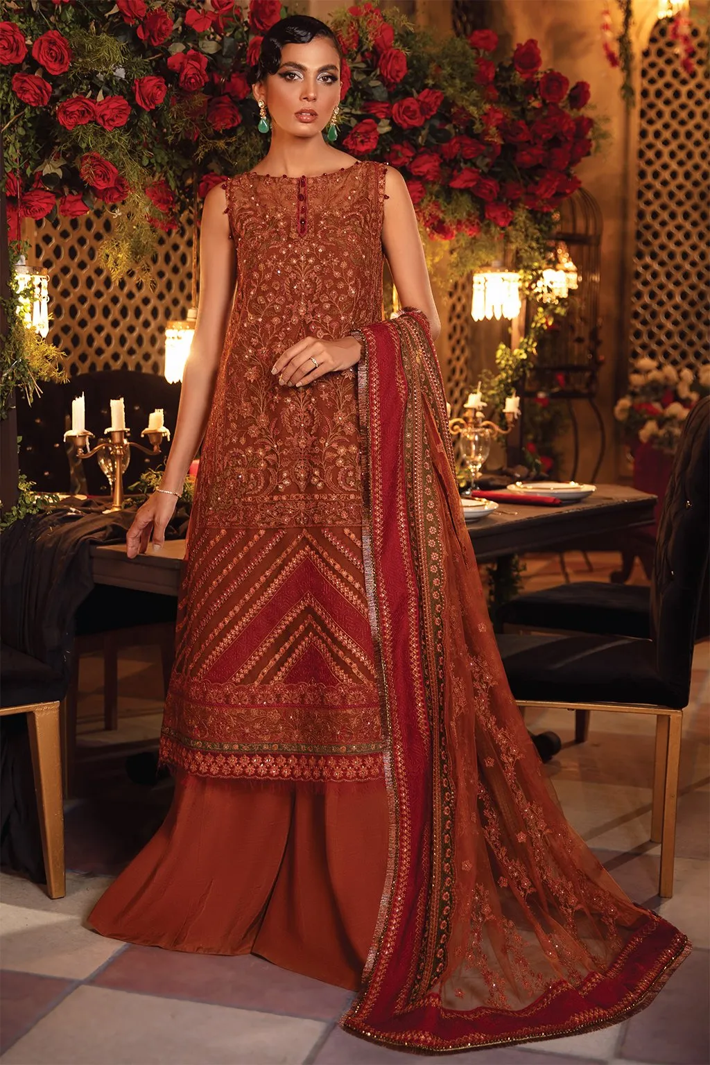 IMC-03 FELICITY - 3PC |  Iznik Meraki Luxury Chiffon Collection 2021 | Unstitched Embroidered Luxury Chiffon Suits