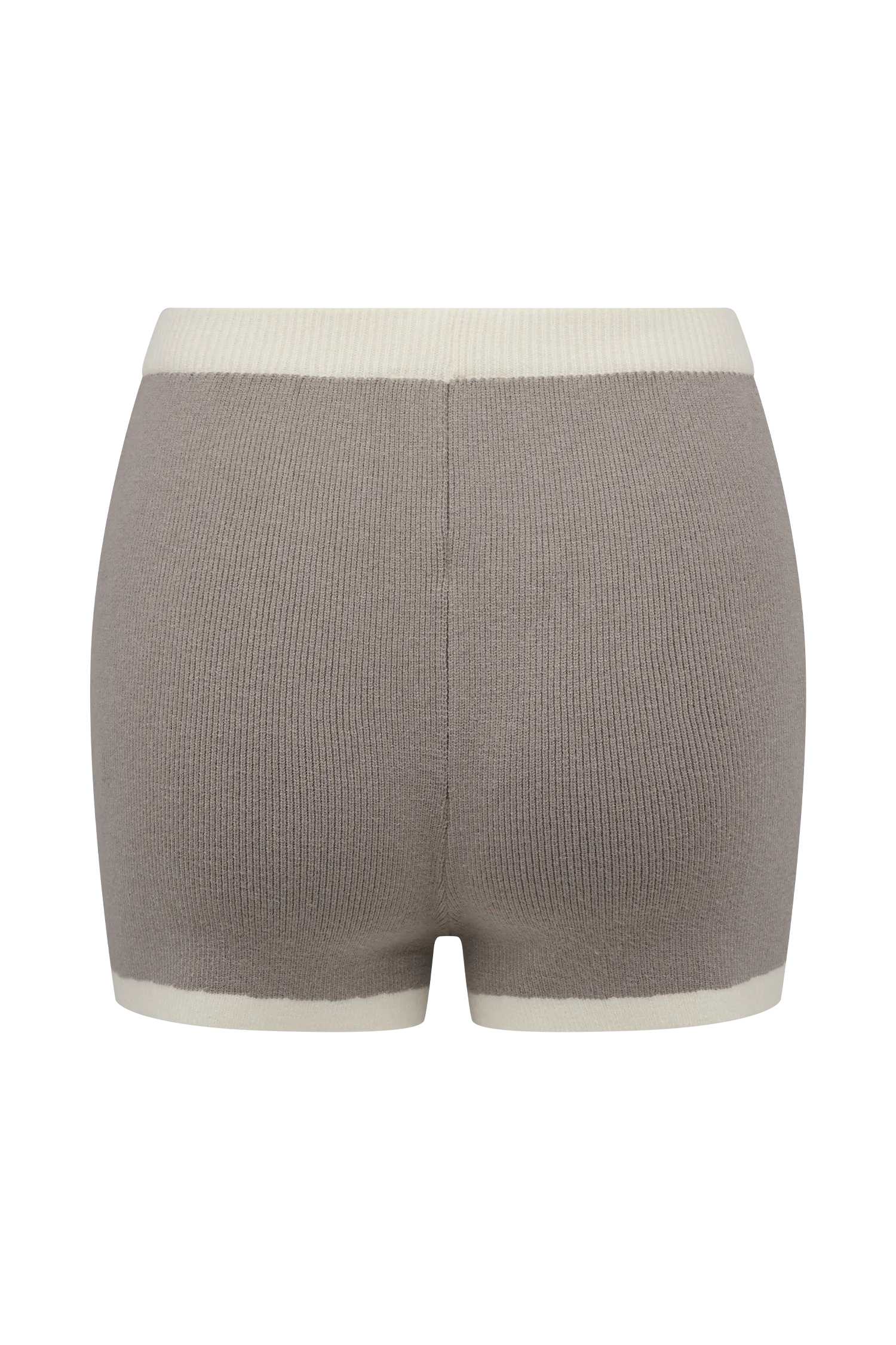 Julianne Contrast Knit Shorts - Pebble/Ivory