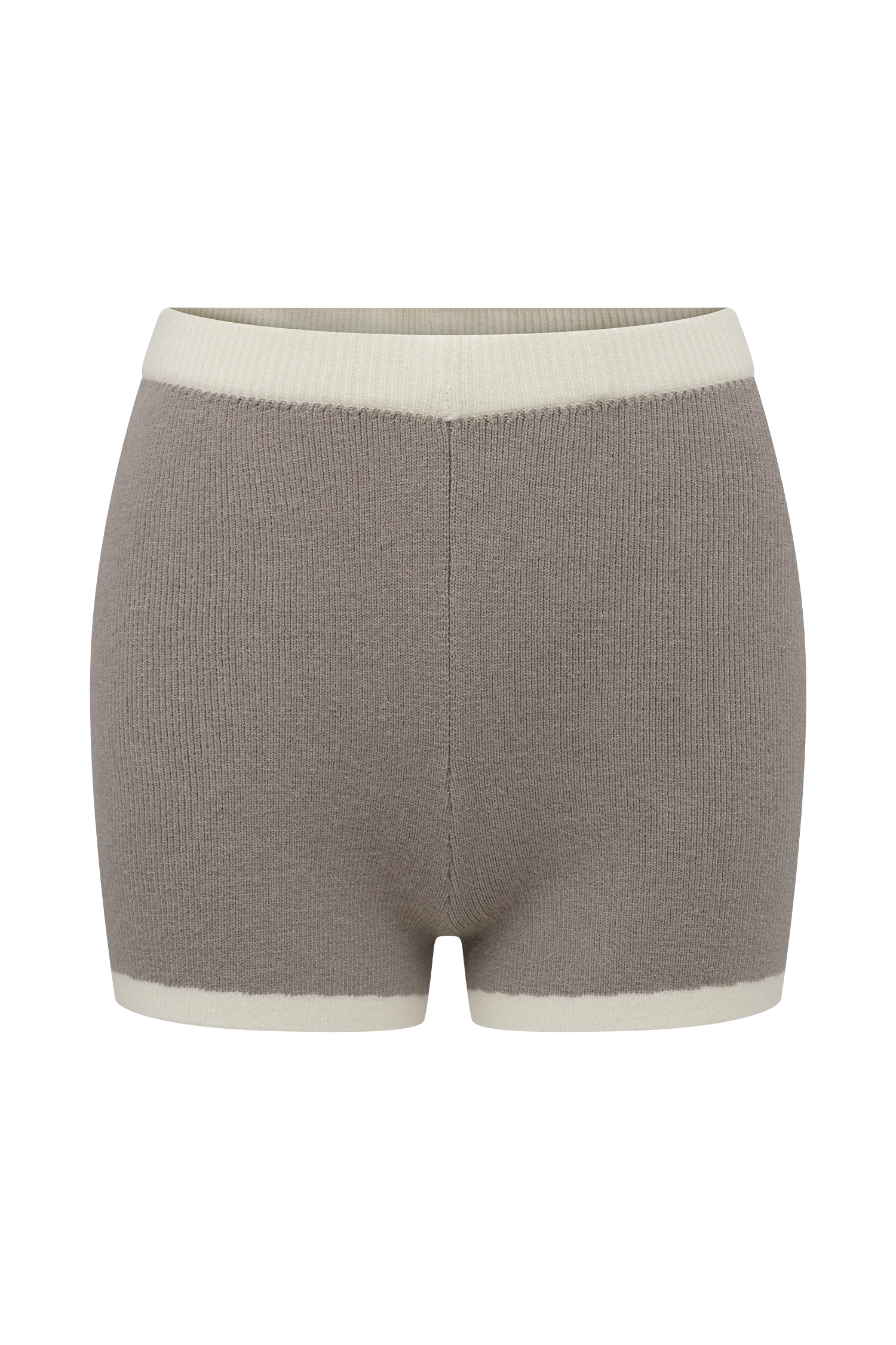 Julianne Contrast Knit Shorts - Pebble/Ivory