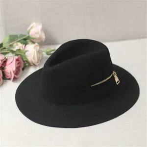 Ladies Fashion Wool Floppy Zipper Hat