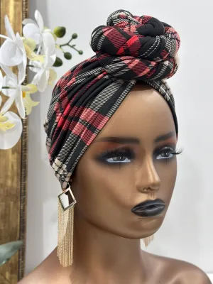 Leila Plaid Pre-tied Turban