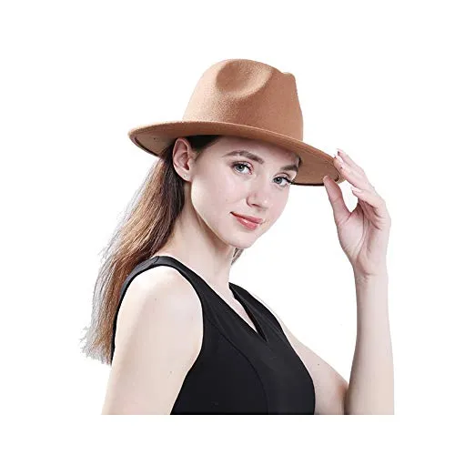 Lisianthus Women Belt Buckle Fedora Hat Dark-Camel