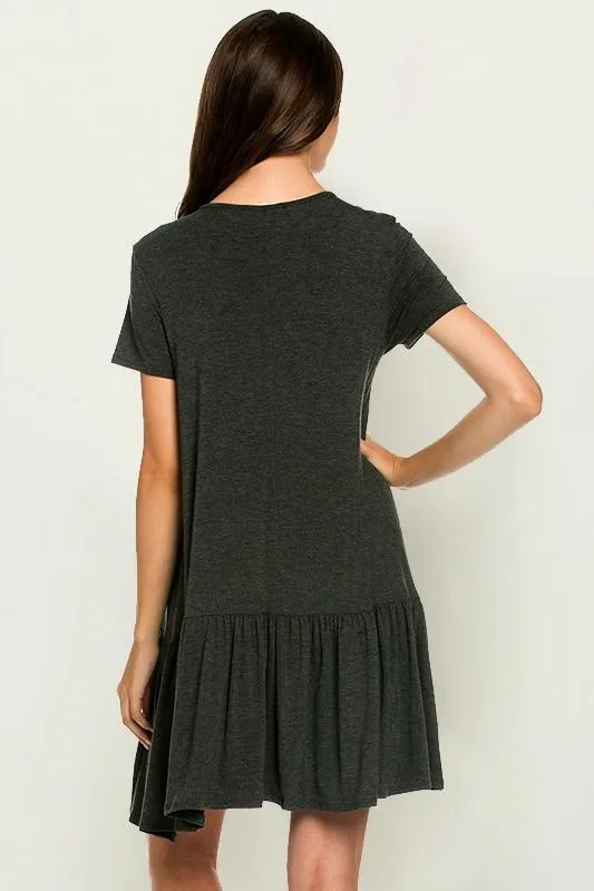 LOLA RUFFLE BOTTOM JERSEY KNIT DRESS