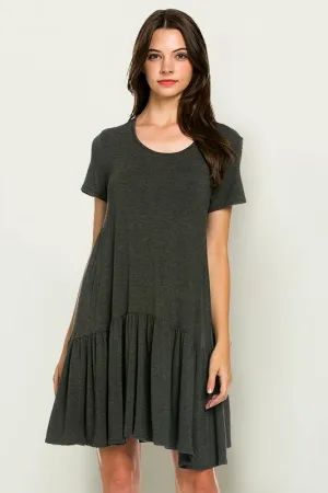 LOLA RUFFLE BOTTOM JERSEY KNIT DRESS