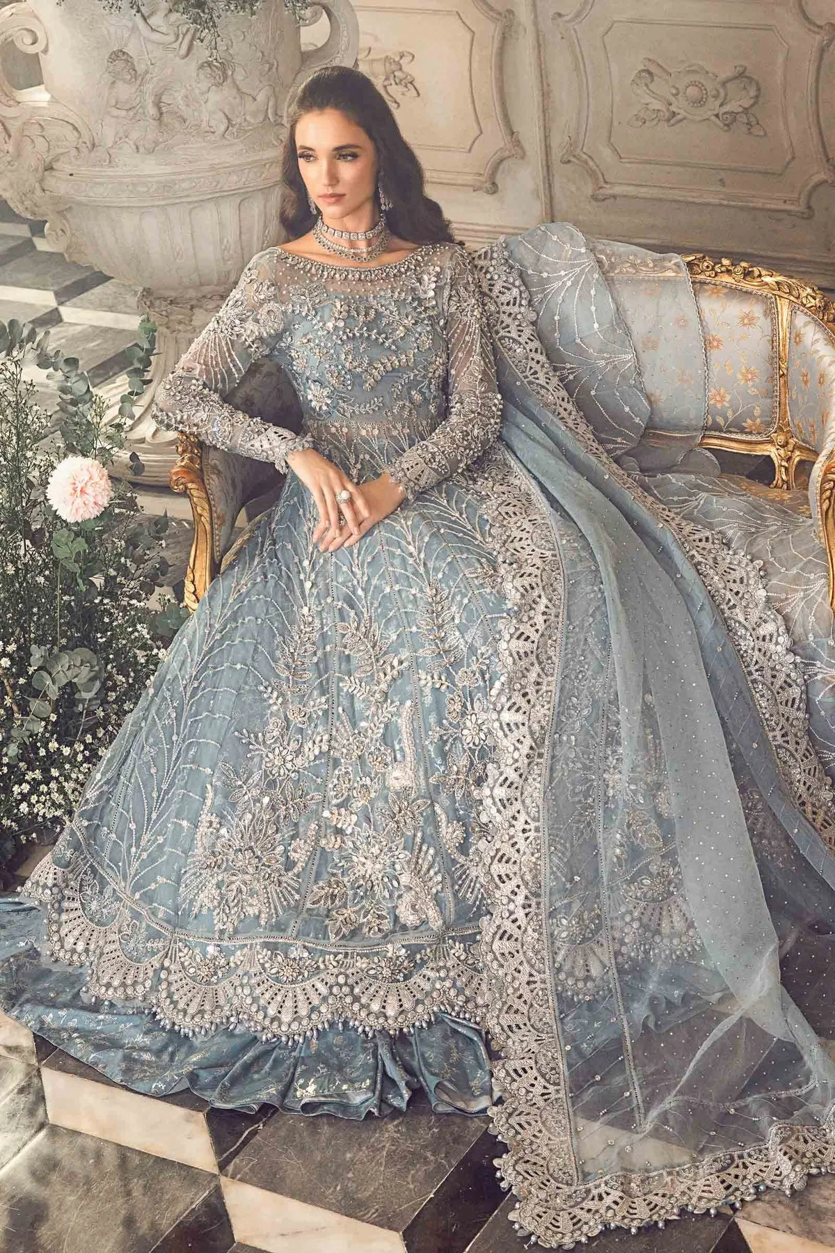 Maria B Mbroidered Collection '23 | Ice Blue BD-2702