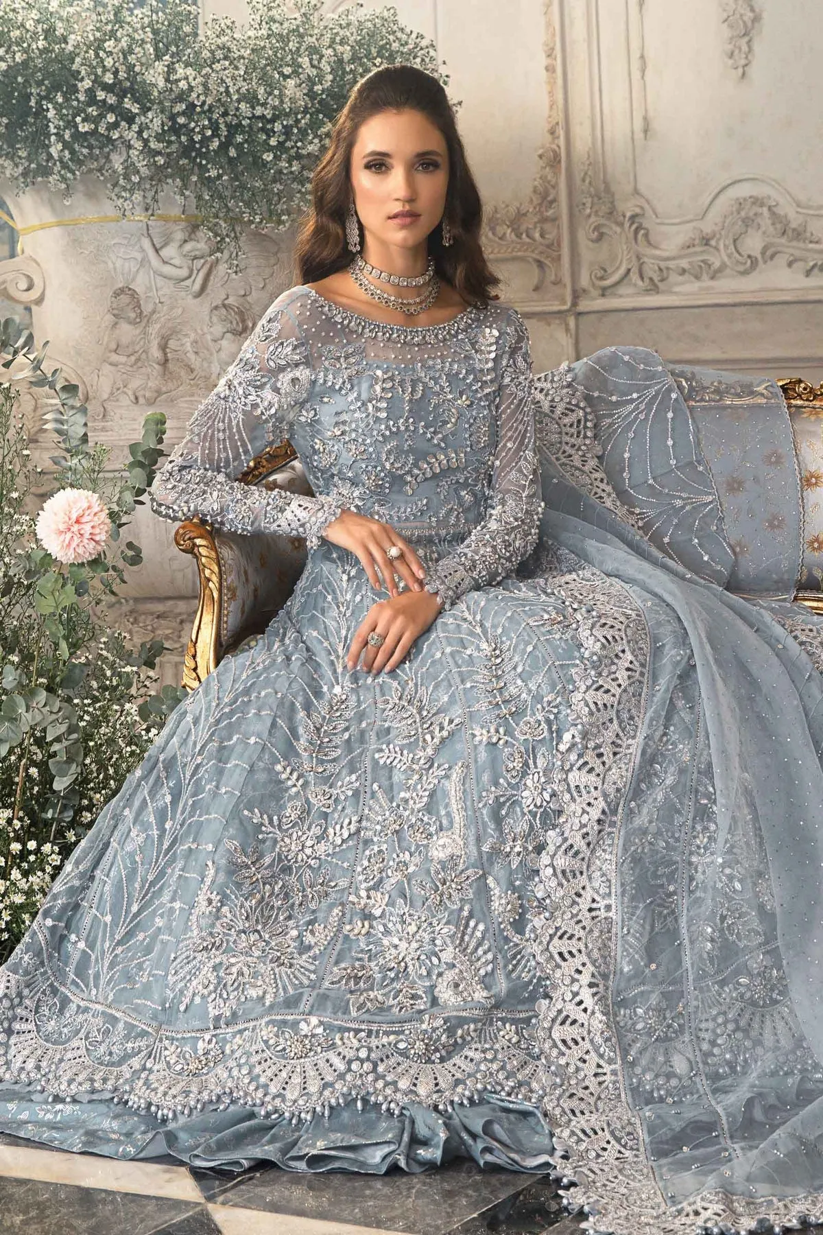 Maria B Mbroidered Collection '23 | Ice Blue BD-2702