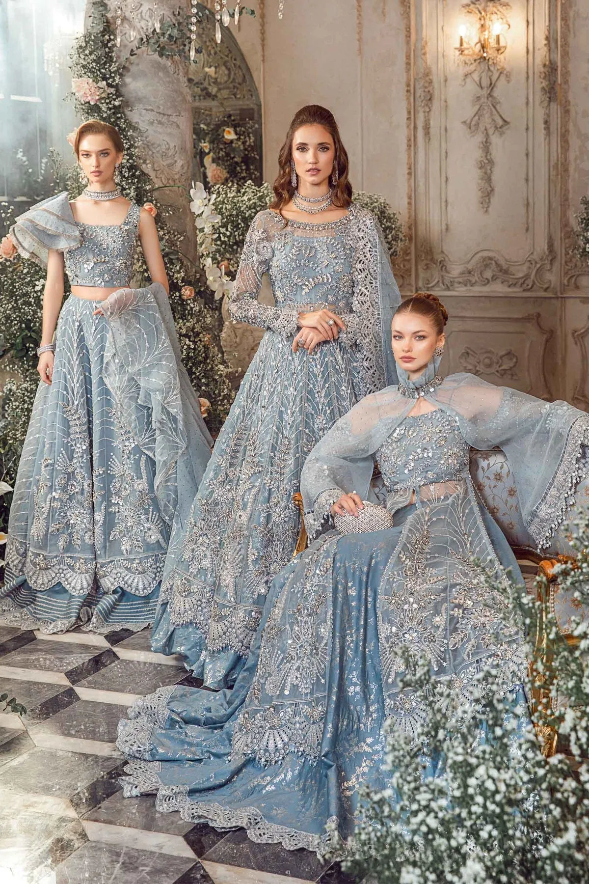 Maria B Mbroidered Collection '23 | Ice Blue BD-2702