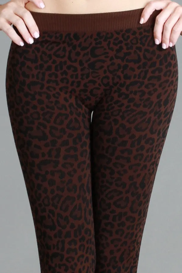 Niki Biki | Ankle Length Dark Brown Leopard Print Leggings
