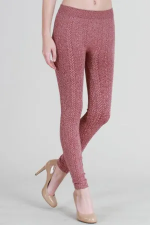 Niki Biki | Knit Braid Sweater Leggings Dark Burgundy