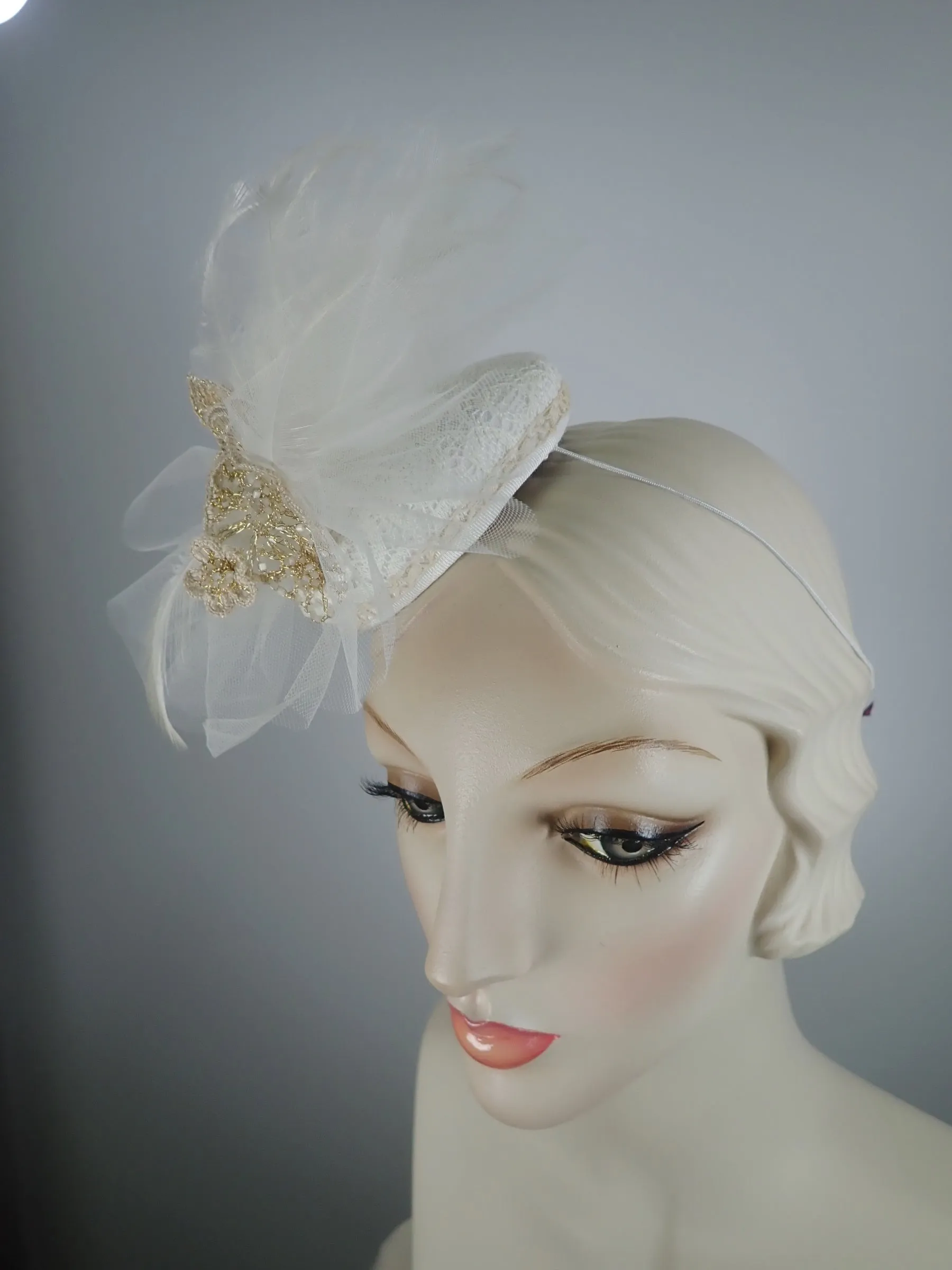 Off white Fascinator for Wedding or Spring Events