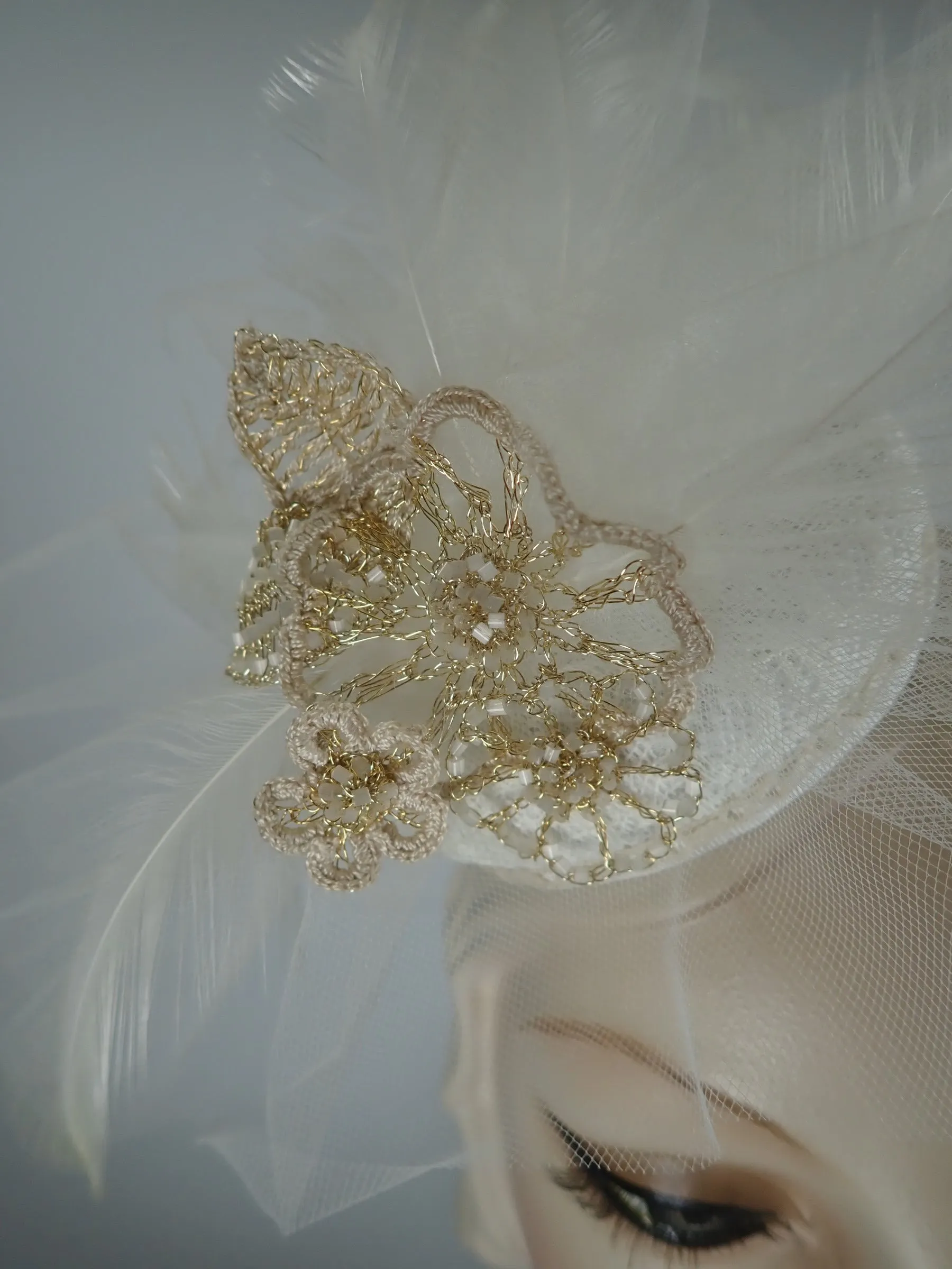 Off white Fascinator for Wedding or Spring Events