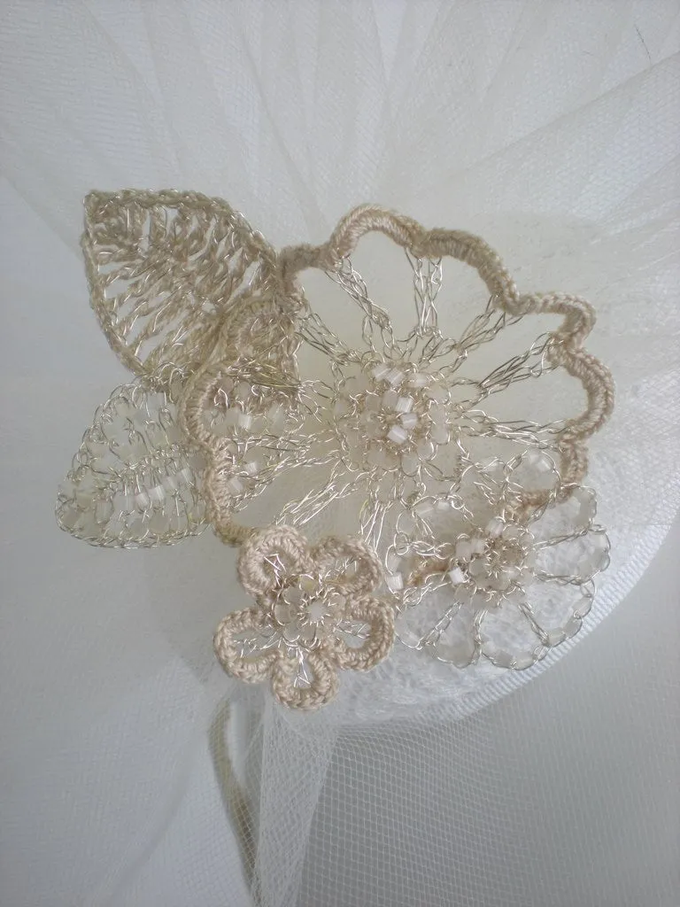 Off white Fascinator for Wedding or Spring Events