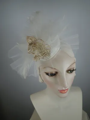 Off white Fascinator for Wedding or Spring Events
