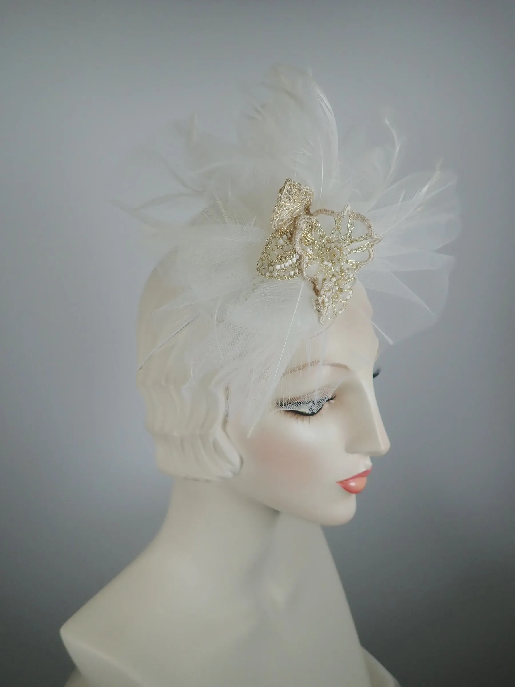 Off white Fascinator for Wedding or Spring Events