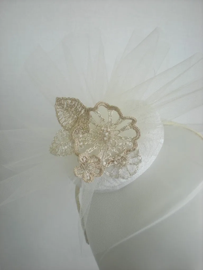 Off white Fascinator for Wedding or Spring Events