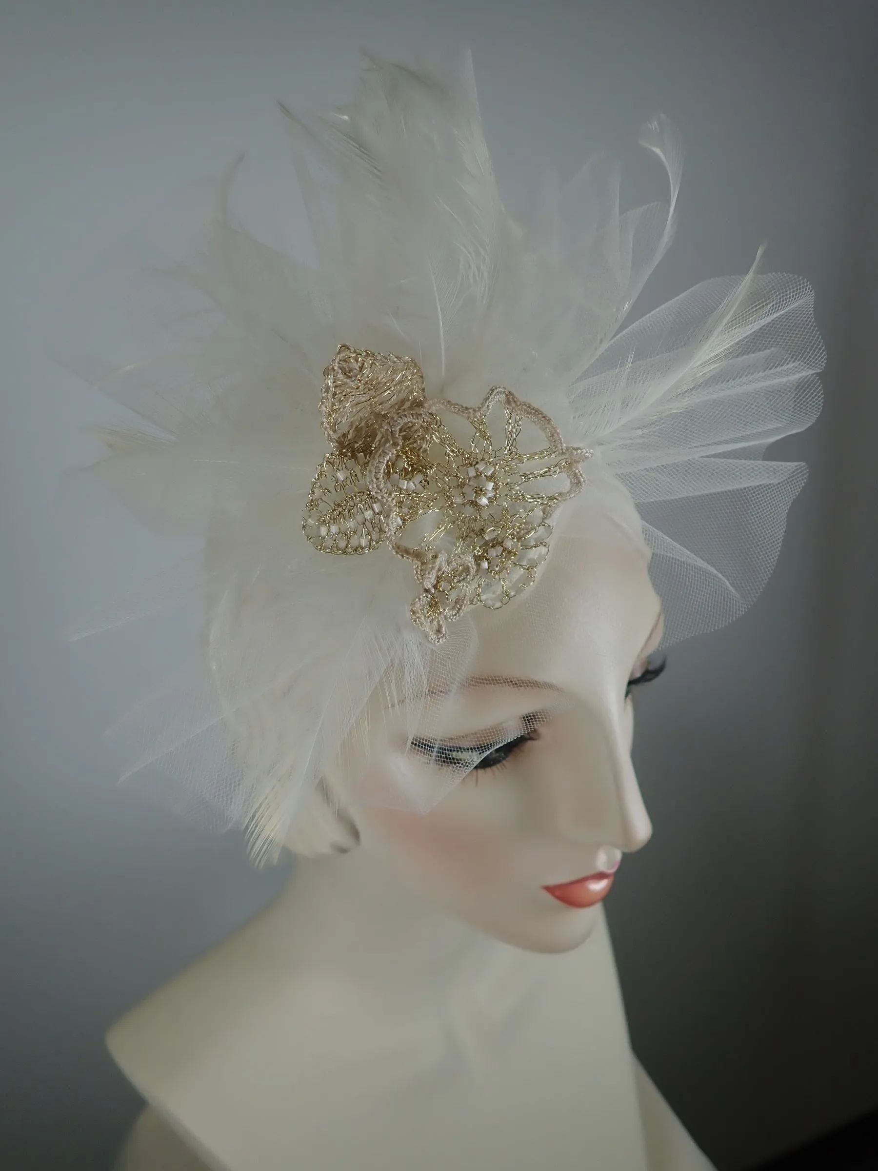 Off white Fascinator for Wedding or Spring Events